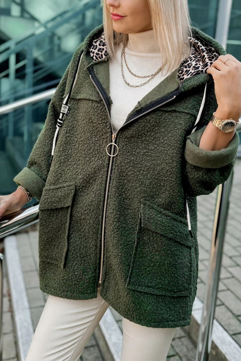 Women's Casual Hooded Lambskin Jacket