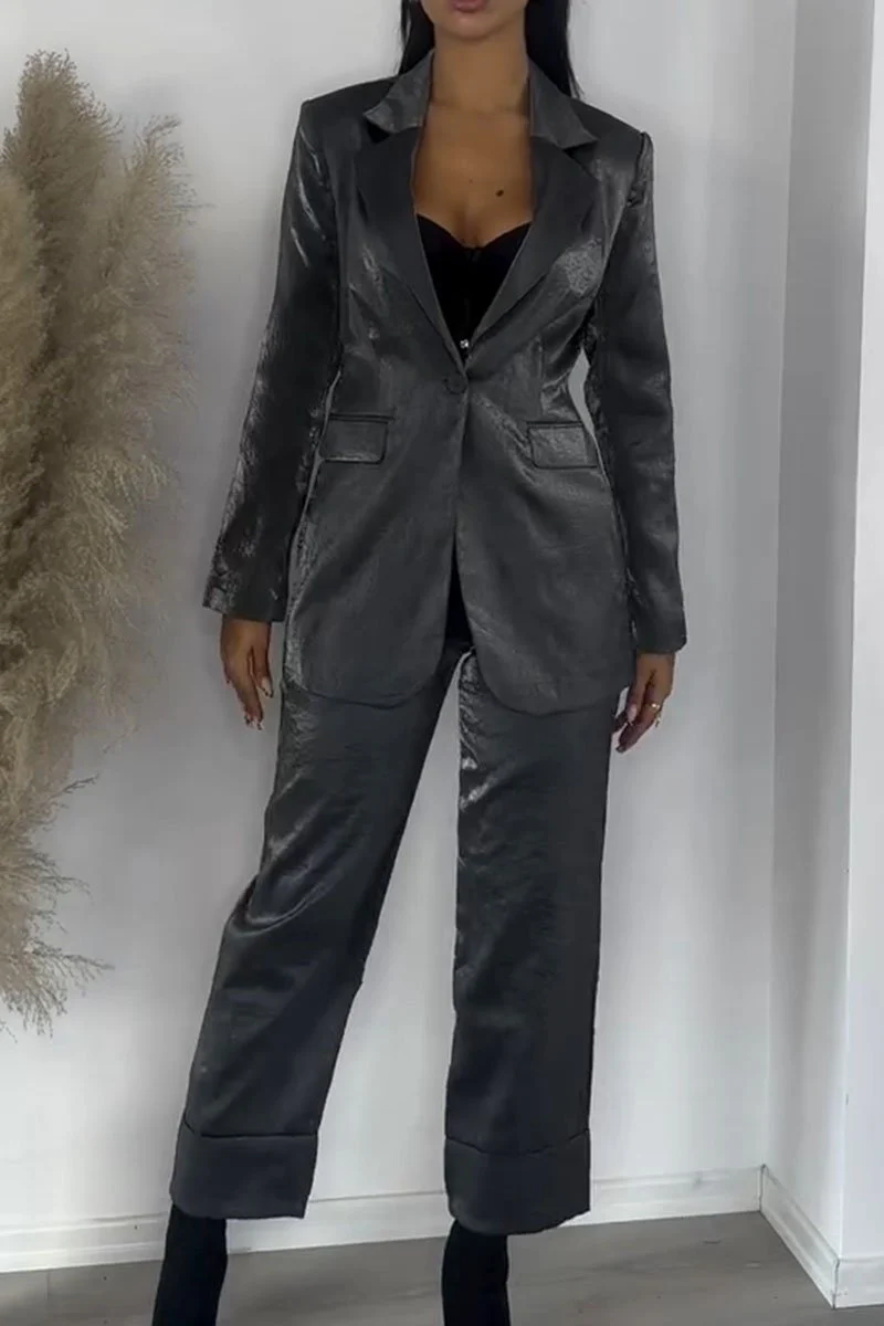 Women's Casual Glitter Solid Color Blazer